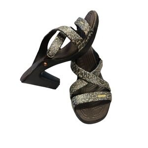 Crocs Women's Size 9 Cyprus IV Sparkle Leopard Heels Sandals Brown Black